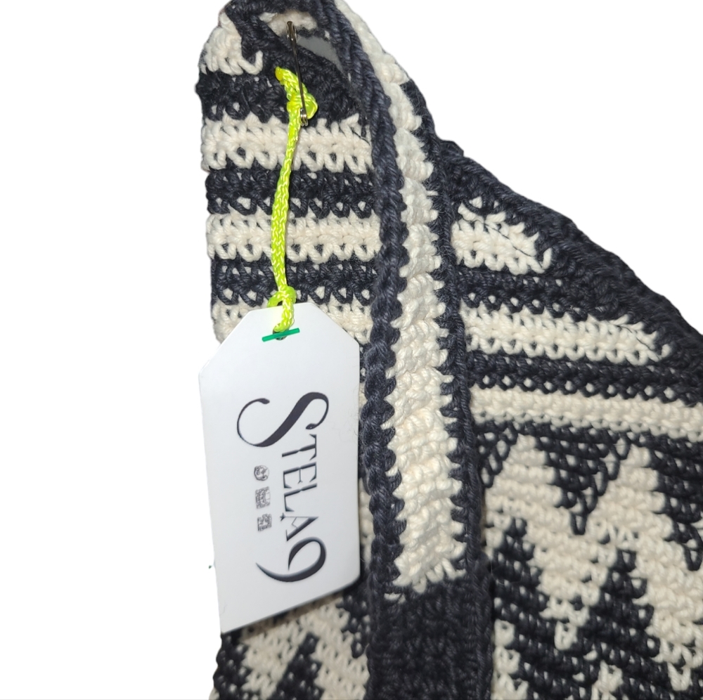 STELLA 9 ANTHROPOLOGIE BUCKET BAG PURSE WOMENS BOHEMIAN CROCHET HOBO GUATEMALAN - Picture 13 of 14